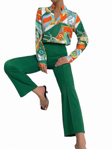 two piece dress chain and floral print shirt & straight leg pants h0p1#, White
two piece dress chain and floral print shirt & straight leg pants h0p1#, White