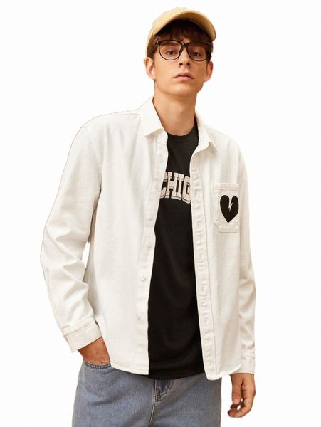 men's casual shirts men heart print patched pocket denim shirt s0gt#, White;black
men's casual shirts men heart print patched pocket denim shirt s0gt#, White;black
