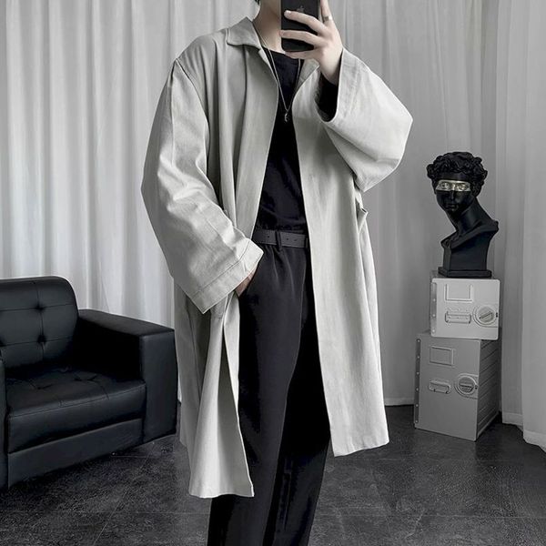 men's trench coats autumn long coat men's fashion solid color casual cardigan trench men streetwear wild loose korean windbreaker, Tan;black
men's trench coats autumn long coat men's fashion solid color casual cardigan trench men streetwear wild loose korean windbreaker, Tan;black