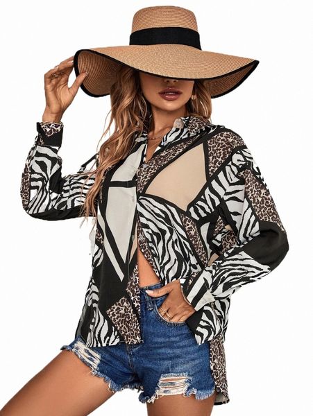 women's blouses & shirts zebra striped & leopard print drop shoulder shirt c00o#, White
women's blouses & shirts zebra striped & leopard print drop shoulder shirt c00o#, White