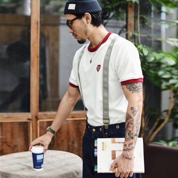saucezhan ringer embroidered t-shirt men's t-shirt tees mens t shirts fashion 2020 tshirt funny t shirts o-neck heavy cotton 2475, White;black