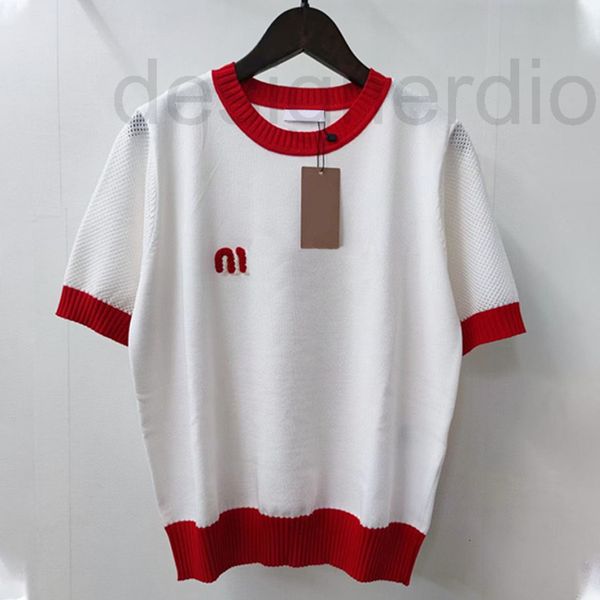 women's knits & tees designer summer 2022 letter embroidery red hemmed stitching round neck short sleeve knitted t-shirt fashion fema, White
women's knits & tees designer summer 2022 letter embroidery red hemmed stitching round neck short sleeve knitted t-shirt fashion fema, White