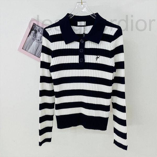 women's knits & tees designer autumn new product polo collar stripe contrast color sweater celebrity style embroidered letters thin t-s, White
women's knits & tees designer autumn new product polo collar stripe contrast color sweater celebrity style embroidered letters thin t-s, White