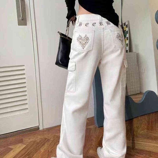 women's jeans korean fashion embroidery jeans woman high waist gothic straight baggy pants streetwear denim trousers y2k white cargo pa, Blue
women's jeans korean fashion embroidery jeans woman high waist gothic straight baggy pants streetwear denim trousers y2k white cargo pa, Blue