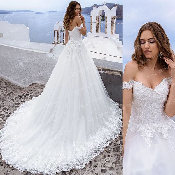 romantic off shoulder a-line wedding dresses appliques lace bridal wedding gown robe de mariee custom made, White
romantic off shoulder a-line wedding dresses appliques lace bridal wedding gown robe de mariee custom made, White