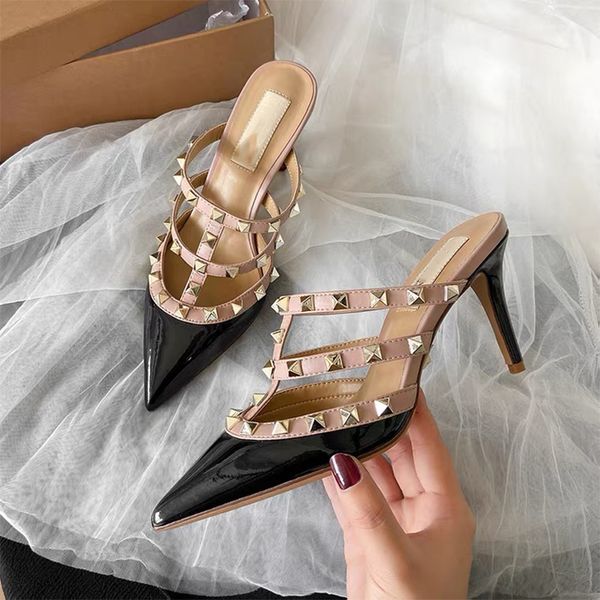women sandal rivets shoes wedding shoes women shoes 6cm thin heel brand real logo women high heel 35-43, Black
women sandal rivets shoes wedding shoes women shoes 6cm thin heel brand real logo women high heel 35-43, Black