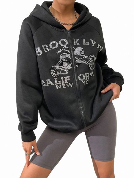 women's hoodies & sweatshirts skeleton and letter rhinestone zip up raglan sleeve hoodie t6rv#, Black
women's hoodies & sweatshirts skeleton and letter rhinestone zip up raglan sleeve hoodie t6rv#, Black
