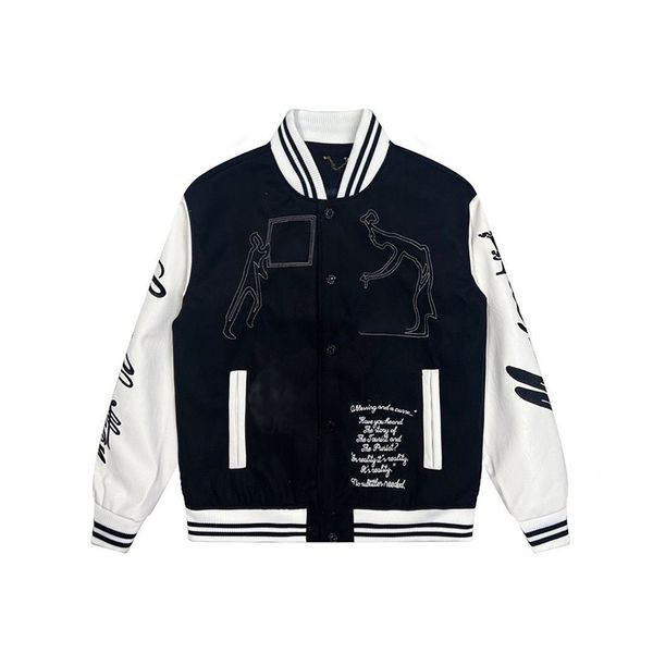 2022 jacket men women winter autumn oversized v-neck chain vibe leather long sleeve coat bomber jackets patchwork letter embroidery baseball, Black;brown
2022 jacket men women winter autumn oversized v-neck chain vibe leather long sleeve coat bomber jackets patchwork letter embroidery baseball, Black;brown