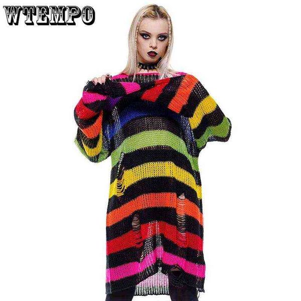 sweater punkinspired rainbow gradient stripe sweater women cutout sweaters long, White;black
sweater punkinspired rainbow gradient stripe sweater women cutout sweaters long, White;black