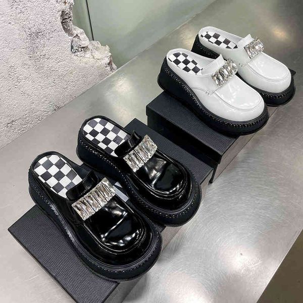 slippers slope heel lazy shoes with no one foot wearing baotou sandals black and white checkerboard minority semi slippers
slippers slope heel lazy shoes with no one foot wearing baotou sandals black and white checkerboard minority semi slippers