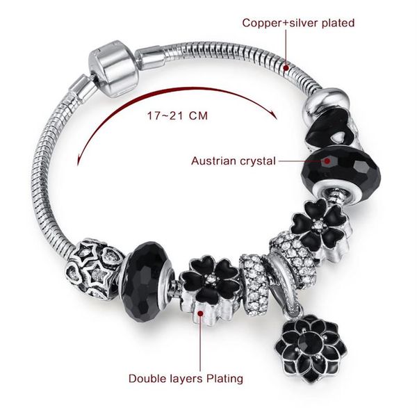 fashion silver heat bracelets 3mm snake chain fit pandora charm beads bangle bracelet for women jewelry with box holiday gift177w, Black
fashion silver heat bracelets 3mm snake chain fit pandora charm beads bangle bracelet for women jewelry with box holiday gift177w, Black