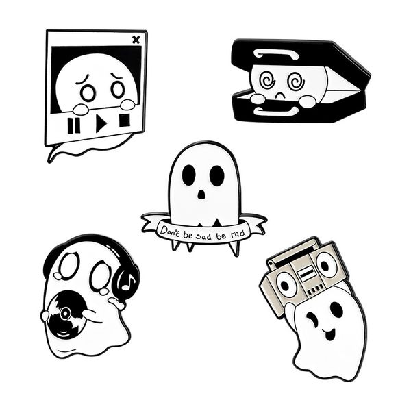 personality halloween brooches 5pcs set cartoon ghost enamel badges radio headphone luggage alloy pin jewelry, Gray
personality halloween brooches 5pcs set cartoon ghost enamel badges radio headphone luggage alloy pin jewelry, Gray