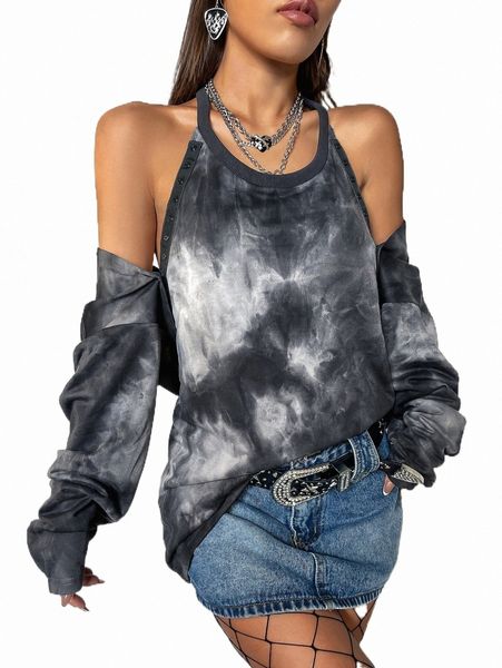 women's hoodies & sweatshirts tie dye cold shoulder sweatshirt t7ed#, Black
women's hoodies & sweatshirts tie dye cold shoulder sweatshirt t7ed#, Black