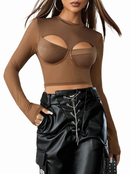 women's t-shirt cut out front mesh bustier crop y5xw#, White
women's t-shirt cut out front mesh bustier crop y5xw#, White