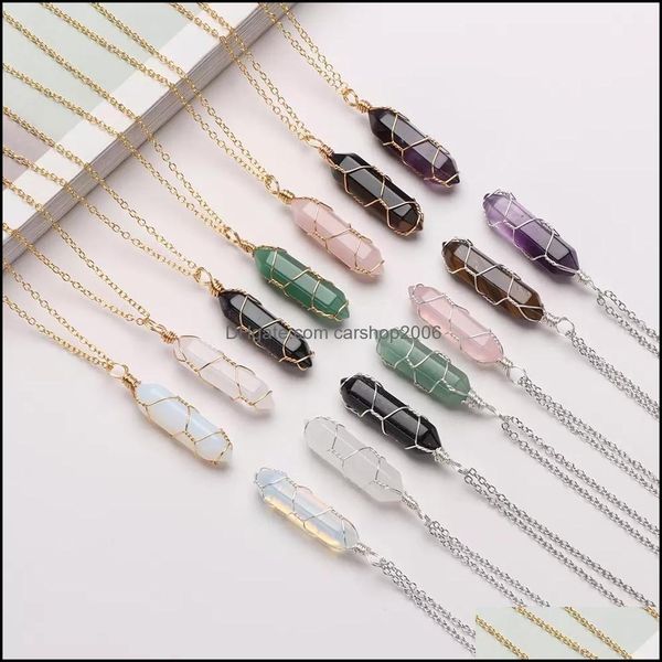 pendant necklaces hexagonal cylindrical crystal necklace natural stone pendant wire wrap for women men fashion jewelry d dhseller2010 dhrt6, Silver
pendant necklaces hexagonal cylindrical crystal necklace natural stone pendant wire wrap for women men fashion jewelry d dhseller2010 dhrt6, Silver