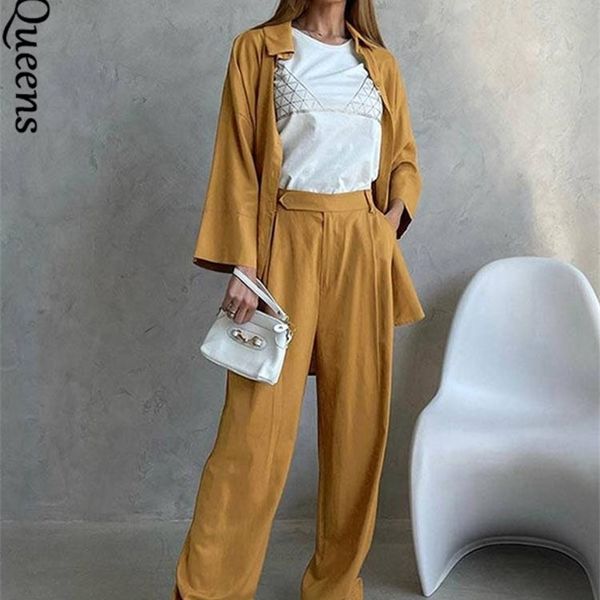 two pants womens cotton solid long sleeve suit fashion casual loose shirt high waist trousers 2 piece set autumn outfits 220906, White
two pants womens cotton solid long sleeve suit fashion casual loose shirt high waist trousers 2 piece set autumn outfits 220906, White