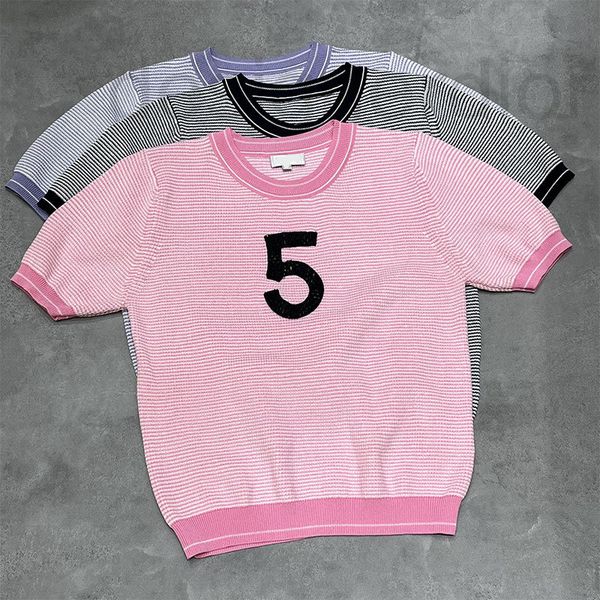 women's knits & tees designer summer new product digital print contrast pinstripe round neck pullover short sleeve sweater fashion loos, White
women's knits & tees designer summer new product digital print contrast pinstripe round neck pullover short sleeve sweater fashion loos, White