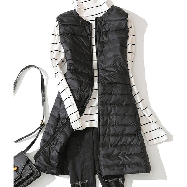 women's down parkas long ultra light down jacket women sleeveless zipper winter coat puffy feather padded vest jacket slim female windb, Black
women's down parkas long ultra light down jacket women sleeveless zipper winter coat puffy feather padded vest jacket slim female windb, Black