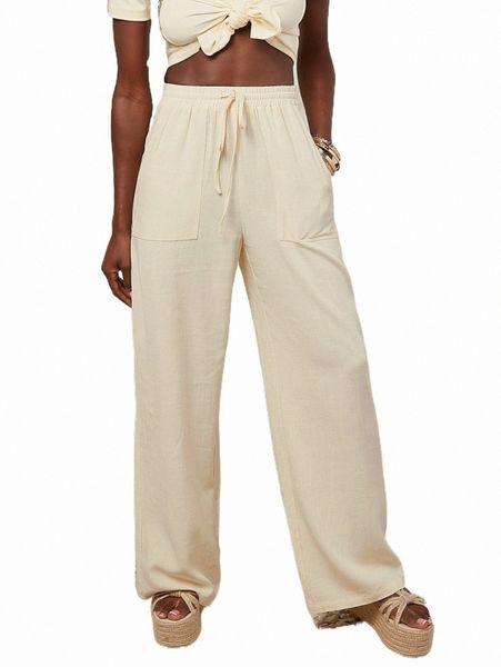 women's pants & capris solid drawstring waist wide leg pants u9du#, Black;white
women's pants & capris solid drawstring waist wide leg pants u9du#, Black;white