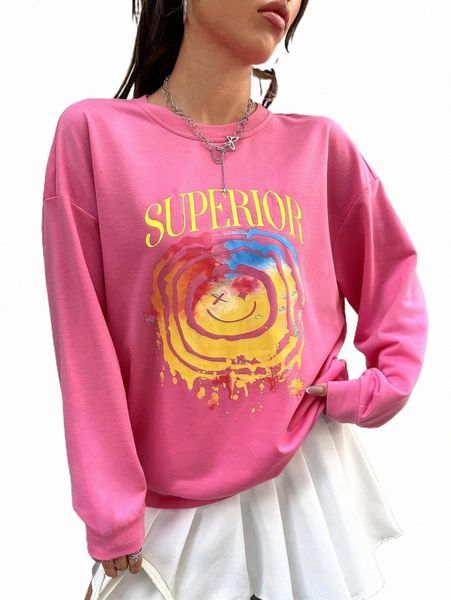 women's hoodies & sweatshirts letter & cartoon face print drop shoulder sweatshirt n9ac#, Black
women's hoodies & sweatshirts letter & cartoon face print drop shoulder sweatshirt n9ac#, Black