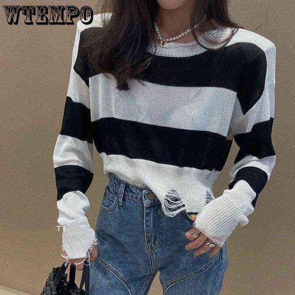 sweater striped knitted thin sweater long sleeves round neck women cropped top, White;black
sweater striped knitted thin sweater long sleeves round neck women cropped top, White;black