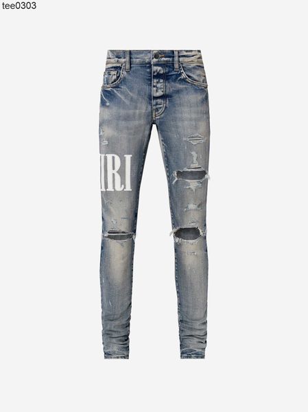 correct version of amirs jeans leather stitching embroidery letter knife cutting washing water hole breaking fashion high street jeans men, Blue
correct version of amirs jeans leather stitching embroidery letter knife cutting washing water hole breaking fashion high street jeans men, Blue