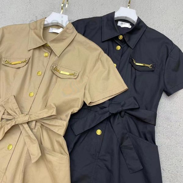 casual dresses designer ce2022 new short sleeve dress pocket lid letter chain decoration / four buttons in the front and middle double pocke, Black;gray
casual dresses designer ce2022 new short sleeve dress pocket lid letter chain decoration / four buttons in the front and middle double pocke, Black;gray
