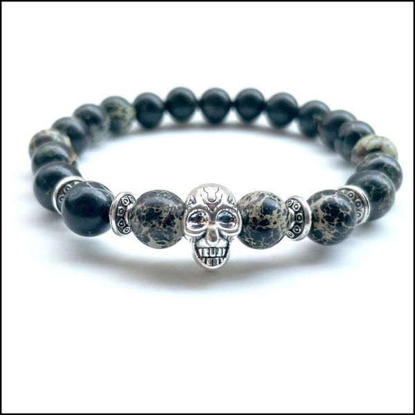 beaded strands 10pc/set natural 8mm stone beads bracelet punk skeleton head gifts for men women handmade jewelry drop delivery 2021 dhgpy, Black
beaded strands 10pc/set natural 8mm stone beads bracelet punk skeleton head gifts for men women handmade jewelry drop delivery 2021 dhgpy, Black