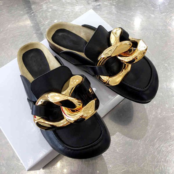 slippers jw big gold chain baotou lefu mueller cool slippers round head a pair of lazy leather men and women, Black
slippers jw big gold chain baotou lefu mueller cool slippers round head a pair of lazy leather men and women, Black