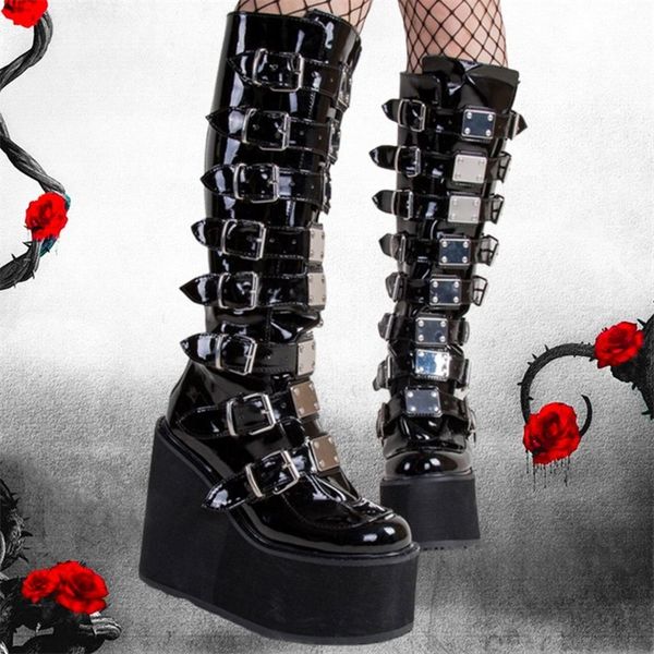 boots brand design big size 43 black gothic style cool punk motorcycles female platform wedges high heels calf women shoes 220907
boots brand design big size 43 black gothic style cool punk motorcycles female platform wedges high heels calf women shoes 220907