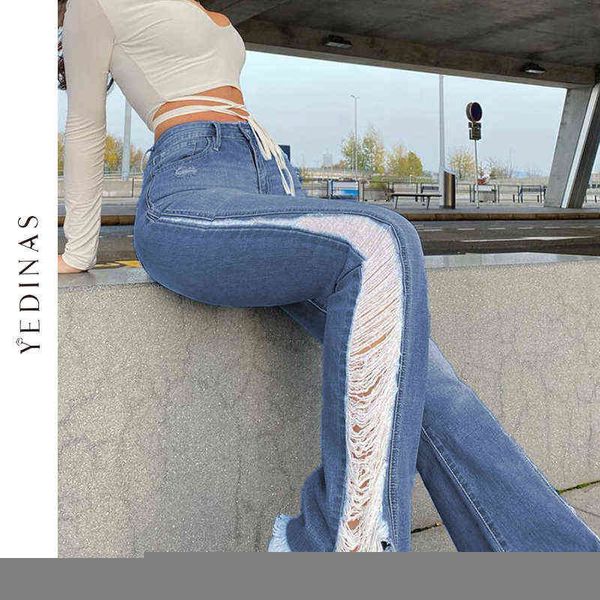 women's jeans yedinas high street ripped flare jeans women high waist hole design boot cut pant denim jean trousers female drawnwork eu, Blue
women's jeans yedinas high street ripped flare jeans women high waist hole design boot cut pant denim jean trousers female drawnwork eu, Blue
