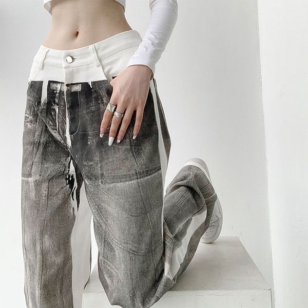 women s jeans women white high waisted jeans spring summer loose straight pants european and american street high hip hop fashion 220907, Blue
women s jeans women white high waisted jeans spring summer loose straight pants european and american street high hip hop fashion 220907, Blue