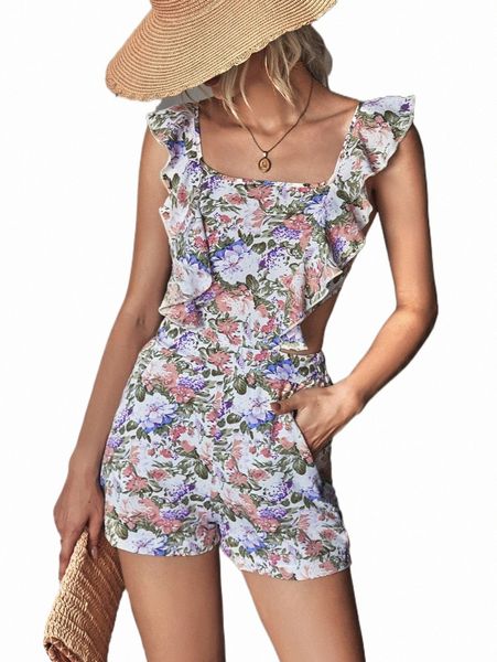 women's jumpsuits & rompers floral print square neck ruffle trim backless knot romper c1dz#, Black;white
women's jumpsuits & rompers floral print square neck ruffle trim backless knot romper c1dz#, Black;white
