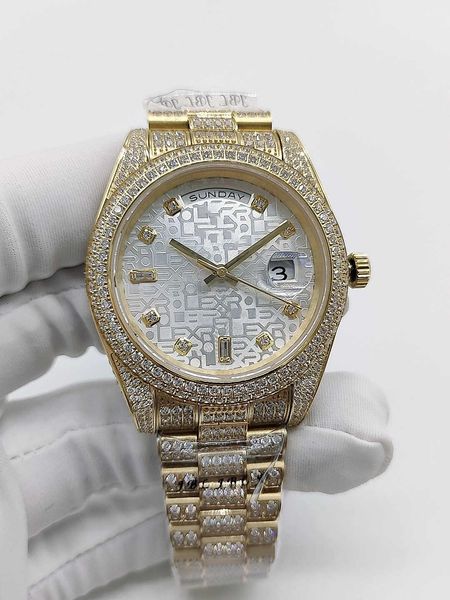 full diamond mens watches 41mm daydate automatic mechanical movement gold stainless steel strap mens wristwatch sports designer men wristwat, Slivery;brown
full diamond mens watches 41mm daydate automatic mechanical movement gold stainless steel strap mens wristwatch sports designer men wristwat, Slivery;brown