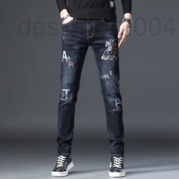 men's jeans designer high end autumn perforated printed korean version of chao brand slim fit leggings patch student long pants men ht7, Blue
men's jeans designer high end autumn perforated printed korean version of chao brand slim fit leggings patch student long pants men ht7, Blue