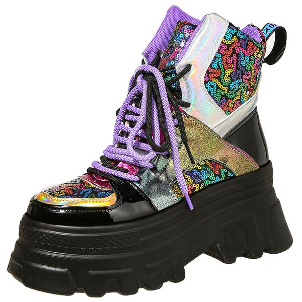 2022 autumn thick-soled y2k martin boots women tide all-match colorful sequins short tube cloth chunky heel platform boots size 35-39, Black
2022 autumn thick-soled y2k martin boots women tide all-match colorful sequins short tube cloth chunky heel platform boots size 35-39, Black