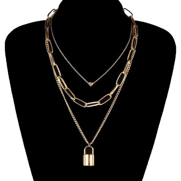 creative geometric chain heart lock necklace pendant gold punk multilayer clavicle necklaces for women fashion neck jewelry271a, Silver
creative geometric chain heart lock necklace pendant gold punk multilayer clavicle necklaces for women fashion neck jewelry271a, Silver