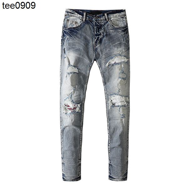 new men's jeans summer trend ins elastic slim straight men's ripped jeans pants, Blue
new men's jeans summer trend ins elastic slim straight men's ripped jeans pants, Blue