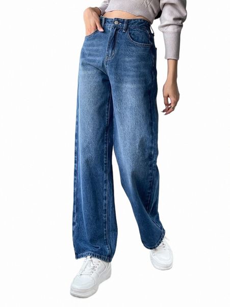 women's jeans dazy high waist single button wide leg jeans 377l#, Blue
women's jeans dazy high waist single button wide leg jeans 377l#, Blue