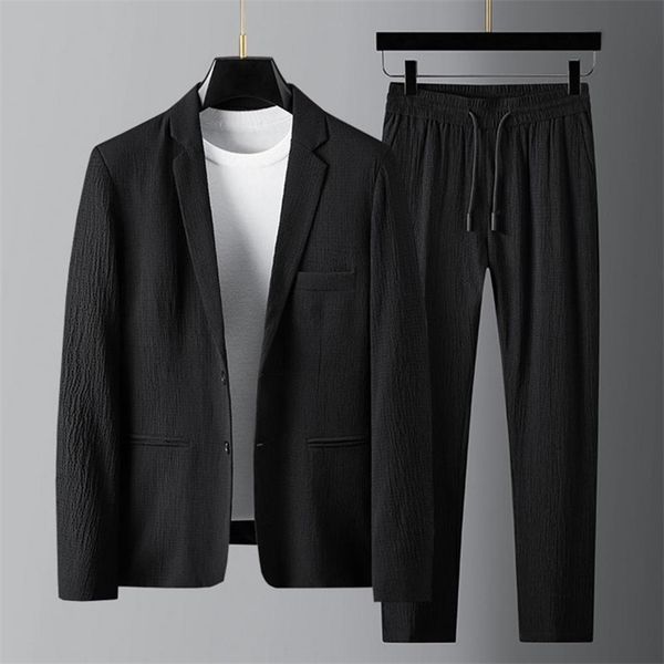 mens tracksuits spring summer fashion suit men blazer pants stripe pleats long sleeve turndown collar jacket drawstring trousers for wedding, Gray
mens tracksuits spring summer fashion suit men blazer pants stripe pleats long sleeve turndown collar jacket drawstring trousers for wedding, Gray