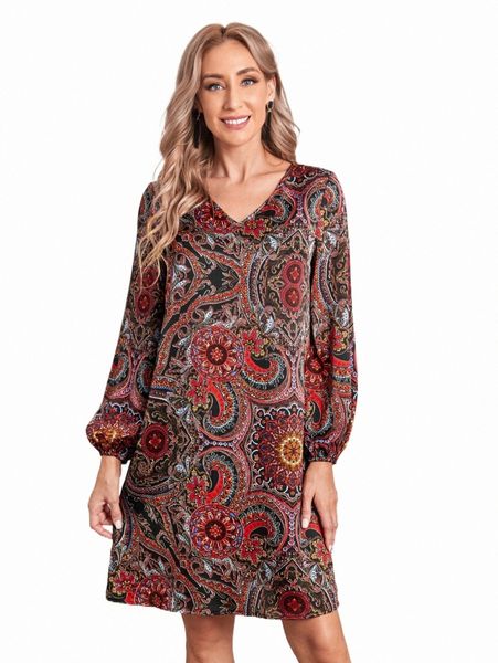 casual dresses emery rose paisley print lantern sleeve tunic dress c0d2#, Black;gray
casual dresses emery rose paisley print lantern sleeve tunic dress c0d2#, Black;gray