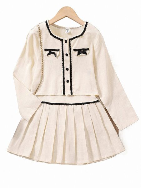 others apparel girls bow front button up blouse & pleated skirt o29e#, Black;white
others apparel girls bow front button up blouse & pleated skirt o29e#, Black;white