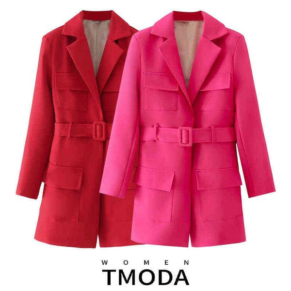suit tmoda1945 2022 autumn winter women pink long blazer jacket with belt v, White;black
suit tmoda1945 2022 autumn winter women pink long blazer jacket with belt v, White;black