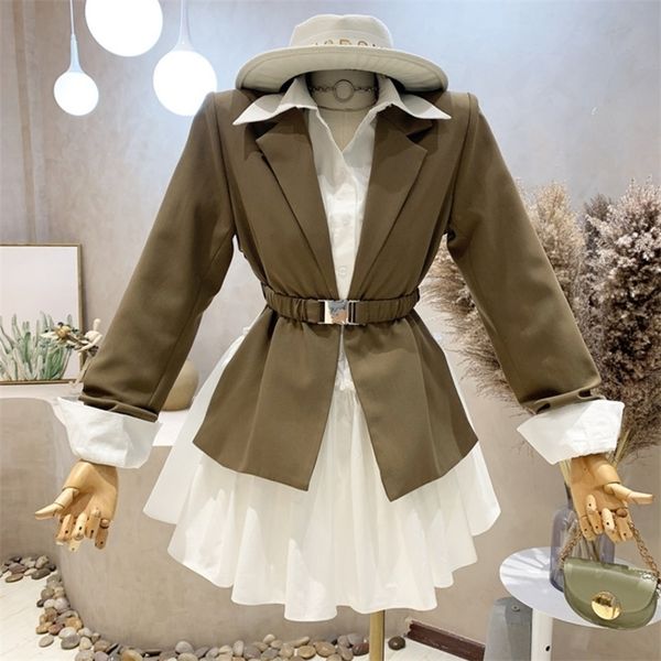 two piece dress autumn korean womens suit fashion slim waist blazer coat white shirt sets office lady streetwear 2 outfit 220906
two piece dress autumn korean womens suit fashion slim waist blazer coat white shirt sets office lady streetwear 2 outfit 220906