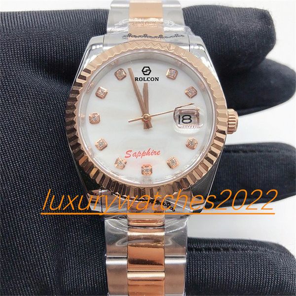 super factory mens watch 36mm two tone rose gold automatic mechanical stainless steel 904l asia 2813 movement business wristwatch, Slivery;brown
super factory mens watch 36mm two tone rose gold automatic mechanical stainless steel 904l asia 2813 movement business wristwatch, Slivery;brown