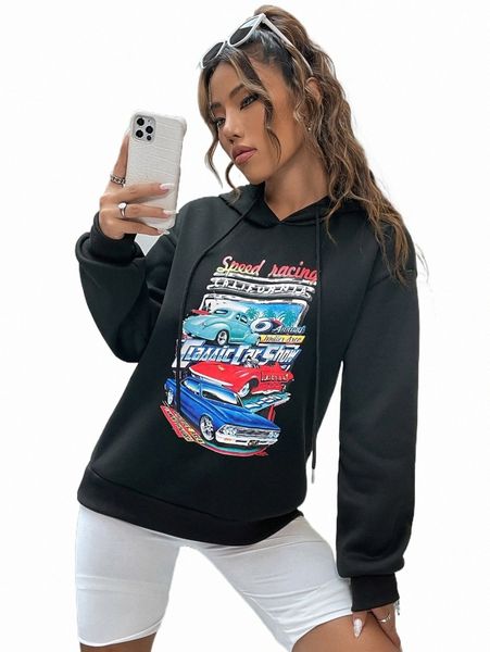 women's hoodies & sweatshirts car & letter graphic drop shoulder drawstring hoodie 64pg#, Black
women's hoodies & sweatshirts car & letter graphic drop shoulder drawstring hoodie 64pg#, Black