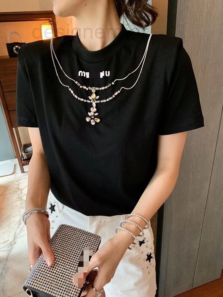 women's t-shirt designer 2 spring and summer new colorful necklace decoration shoulder pad design two-color casual t-shirt with double-, White
women's t-shirt designer 2 spring and summer new colorful necklace decoration shoulder pad design two-color casual t-shirt with double-, White