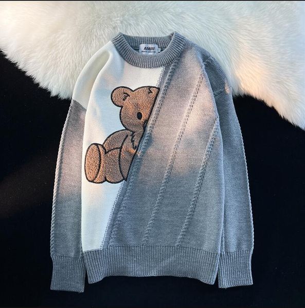 new women's retro lovely bear knitted luxury sweater loose and casual pullover keep warm chic female long sleeves y2k knitwear, White;black
new women's retro lovely bear knitted luxury sweater loose and casual pullover keep warm chic female long sleeves y2k knitwear, White;black