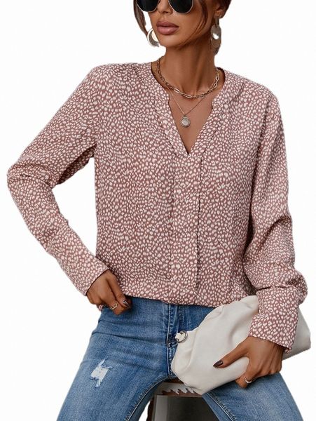 women's blouses & shirts allover print notched neck blouse g00o#, White
women's blouses & shirts allover print notched neck blouse g00o#, White