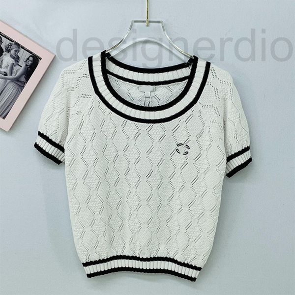 women's knits & tees designer in the summer of 2022 thin color contrast stripe edge short sleeve hollowed out rhombic lattice loose and, White
women's knits & tees designer in the summer of 2022 thin color contrast stripe edge short sleeve hollowed out rhombic lattice loose and, White